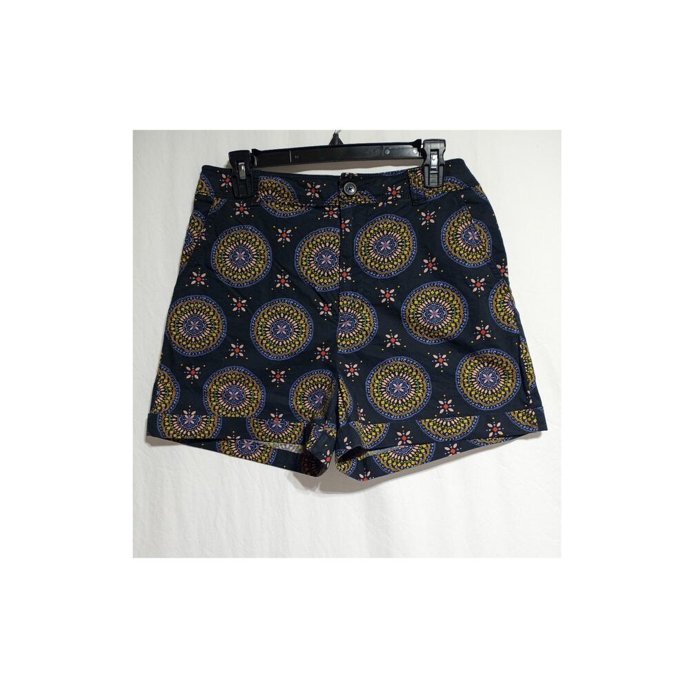 Anthropologie Maeve Woman's Boho Patterned Shorts Size 8 Blue & Yellow